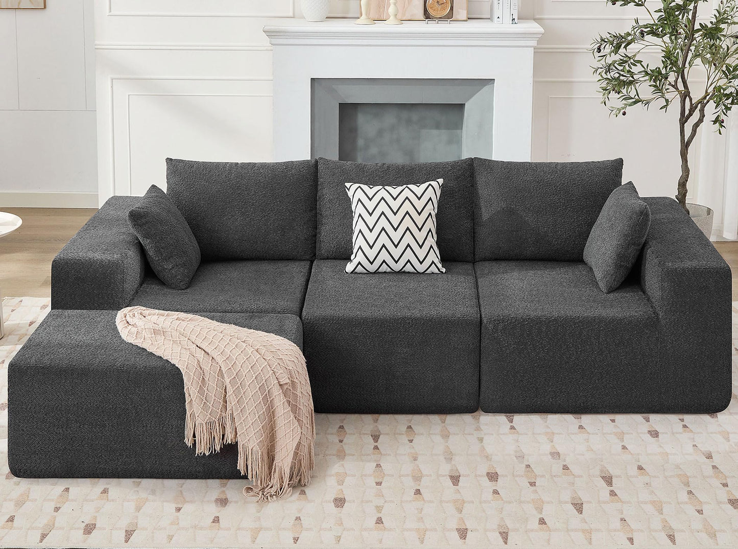 103" Modular Sectional Sofa - L Shaped Cloud Couch - Upholstered Couches for Living Room & Bedroom & Game Room
