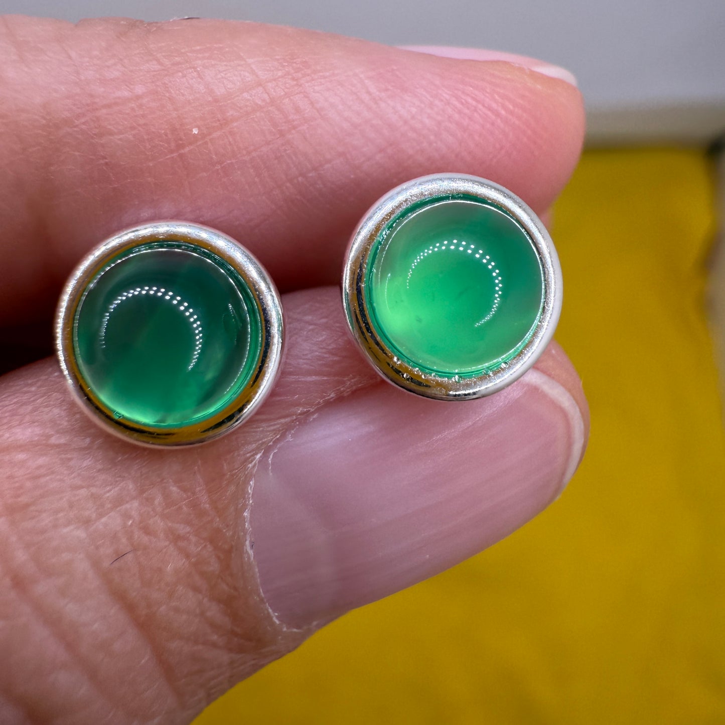 925 Sterling Silver Earrings 6mm Round Natural Emerald Gemstone Stud Women Jewelry Gift