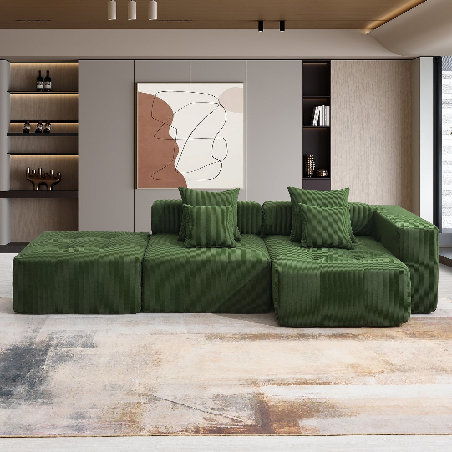 105.5" Modular Sectional Sofa - L Shaped Wrinkle-Resistant Couch - Wide & Deep Seat Couches for Living Room & Bedroom & Gaming Room