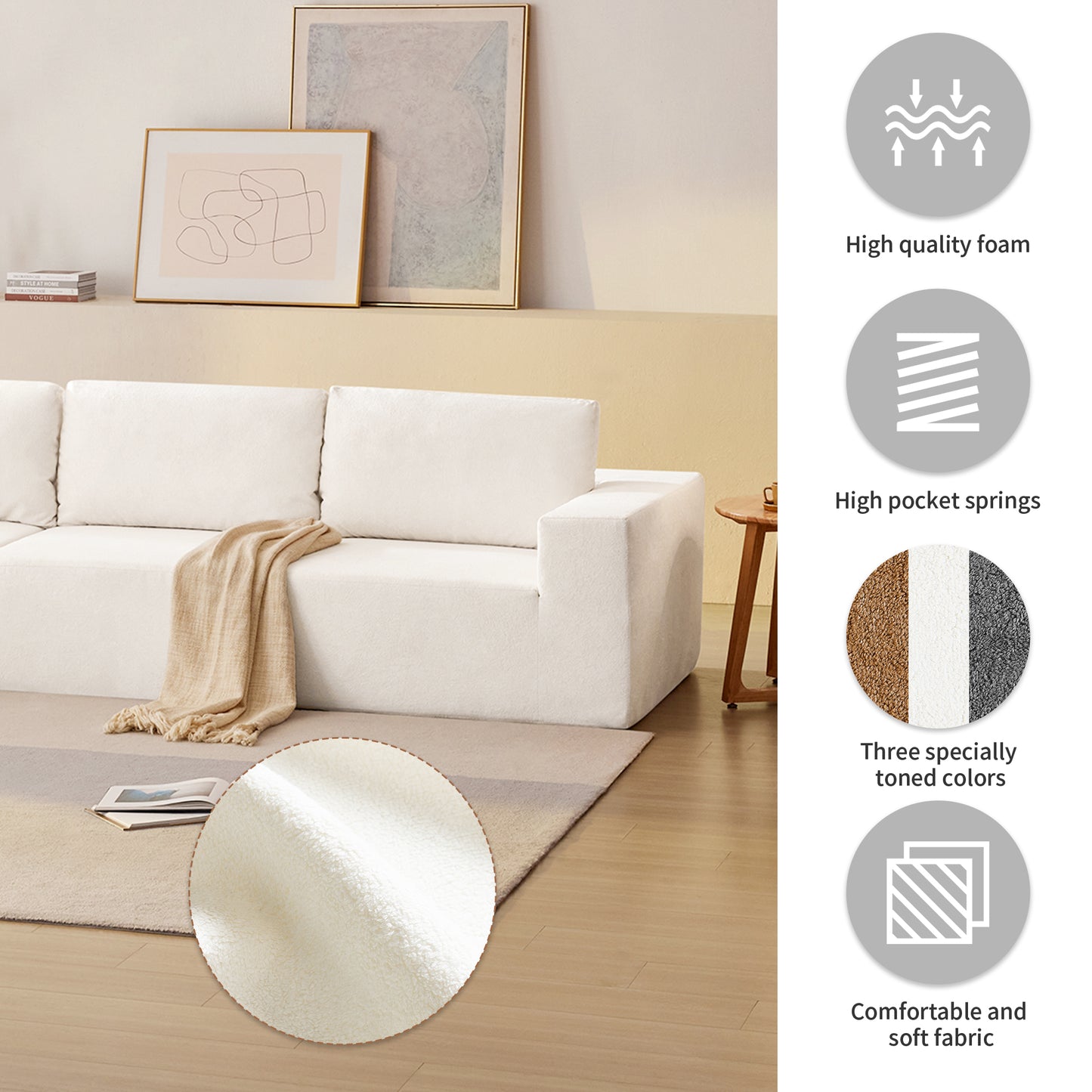 147"Modular Sectional Sofa - L Shaped Boneless Couch - Free Combination Couches for Living Room & Bedroom & Gaming Room