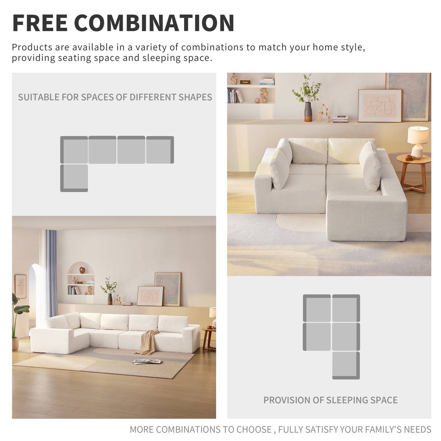 147"Modular Sectional Sofa - L Shaped Boneless Couch - Free Combination Couches for Living Room & Bedroom & Gaming Room