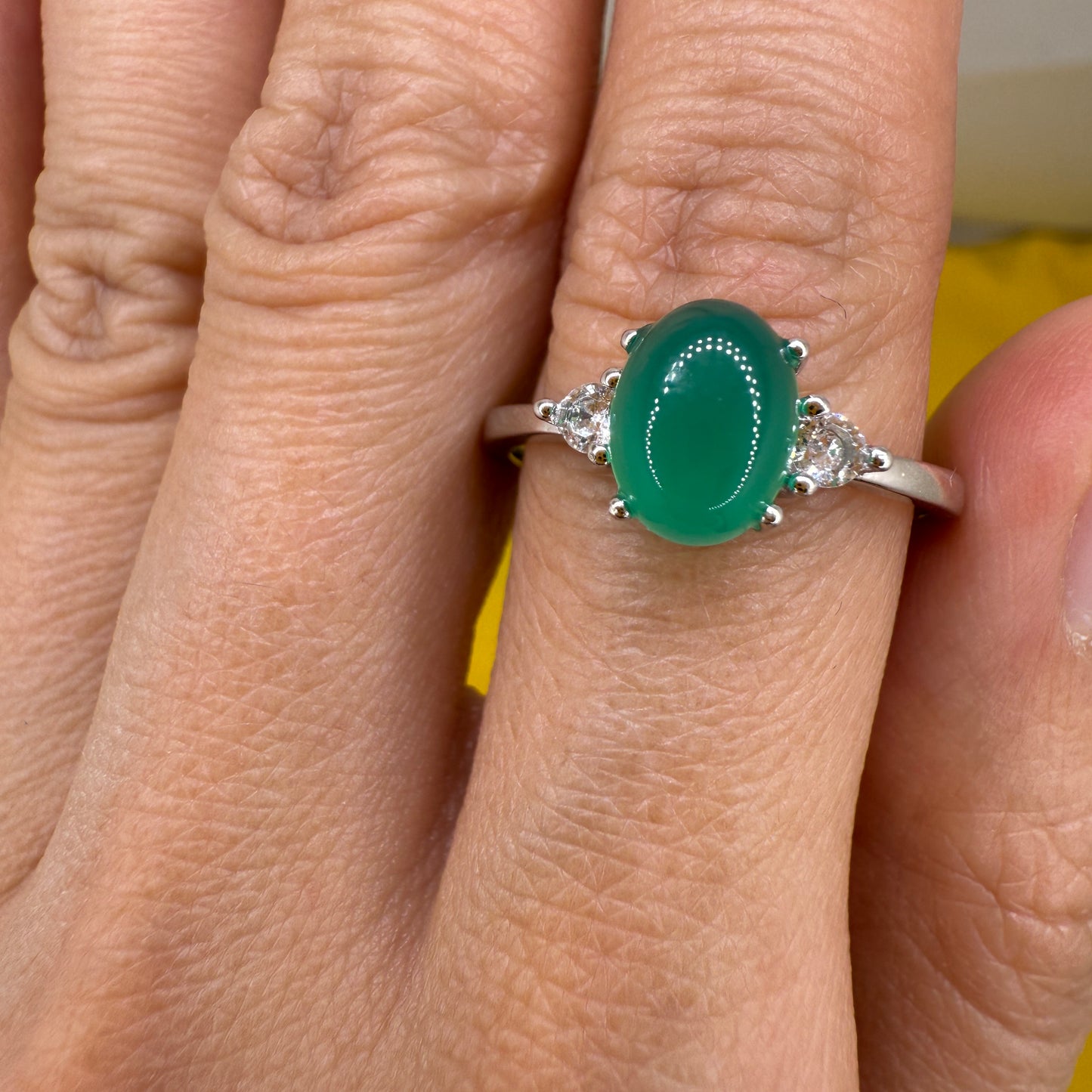 925 Sterling Silver Ring Oval 8x6mm Green Oval Natural Emerald Gemstone Zircon Women Gift