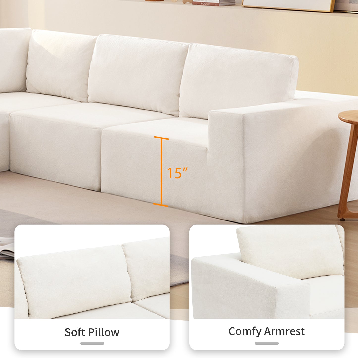 147"Modular Sectional Sofa - L Shaped Boneless Couch - Free Combination Couches for Living Room & Bedroom & Gaming Room