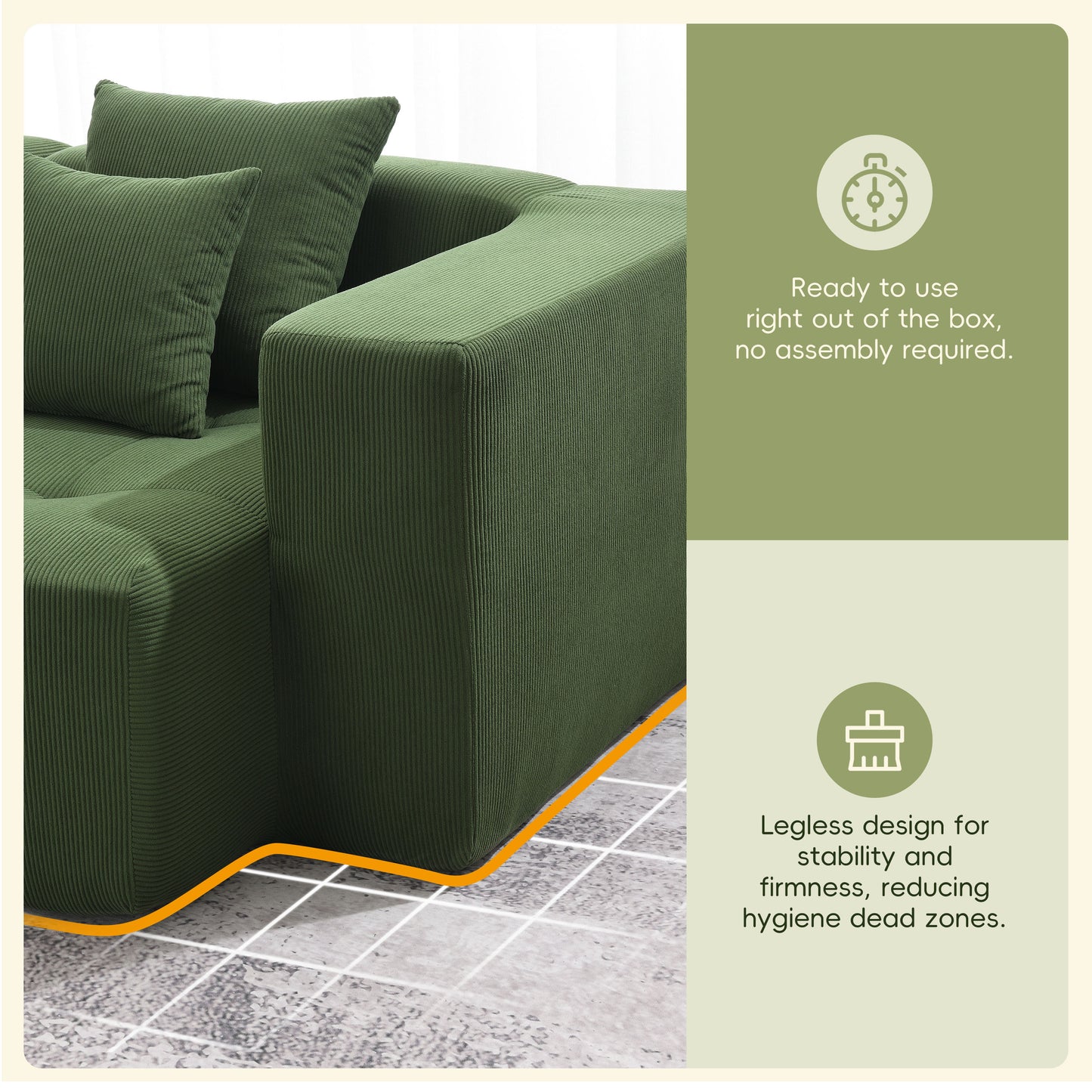 105.5" Modular Sectional Sofa - L Shaped Wrinkle-Resistant Couch - Wide & Deep Seat Couches for Living Room & Bedroom & Gaming Room