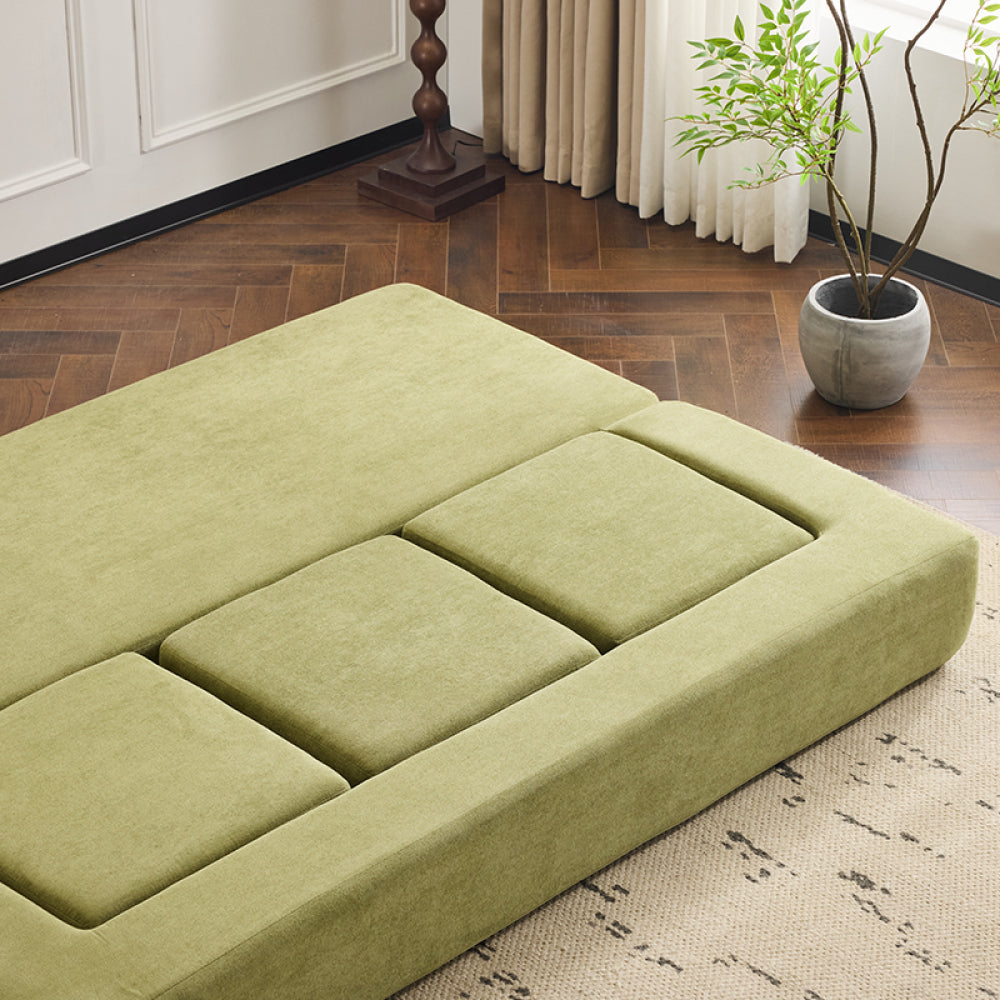 79" Modular Sectional Sofa - Boneless Convertible Ottomans Foam Sleeper Couch, Space-Saving Chenille Floor Couches for Studio Apartments & Home Offices