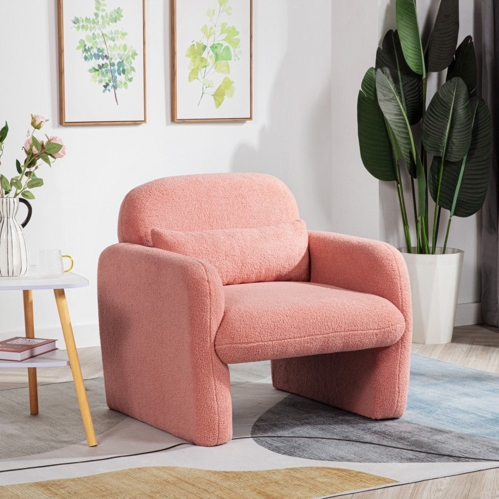 30" Teddy Fleece Single Sofa Arm Chair with Pillow - Stylish Accent Chair for Living Room & Bedroom & Gaming Room