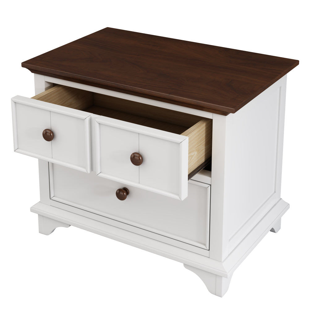 Wooden Captain Nightstand with 2 Drawers - End Table/Side Table for Bedroom & Living Room & Guest Room