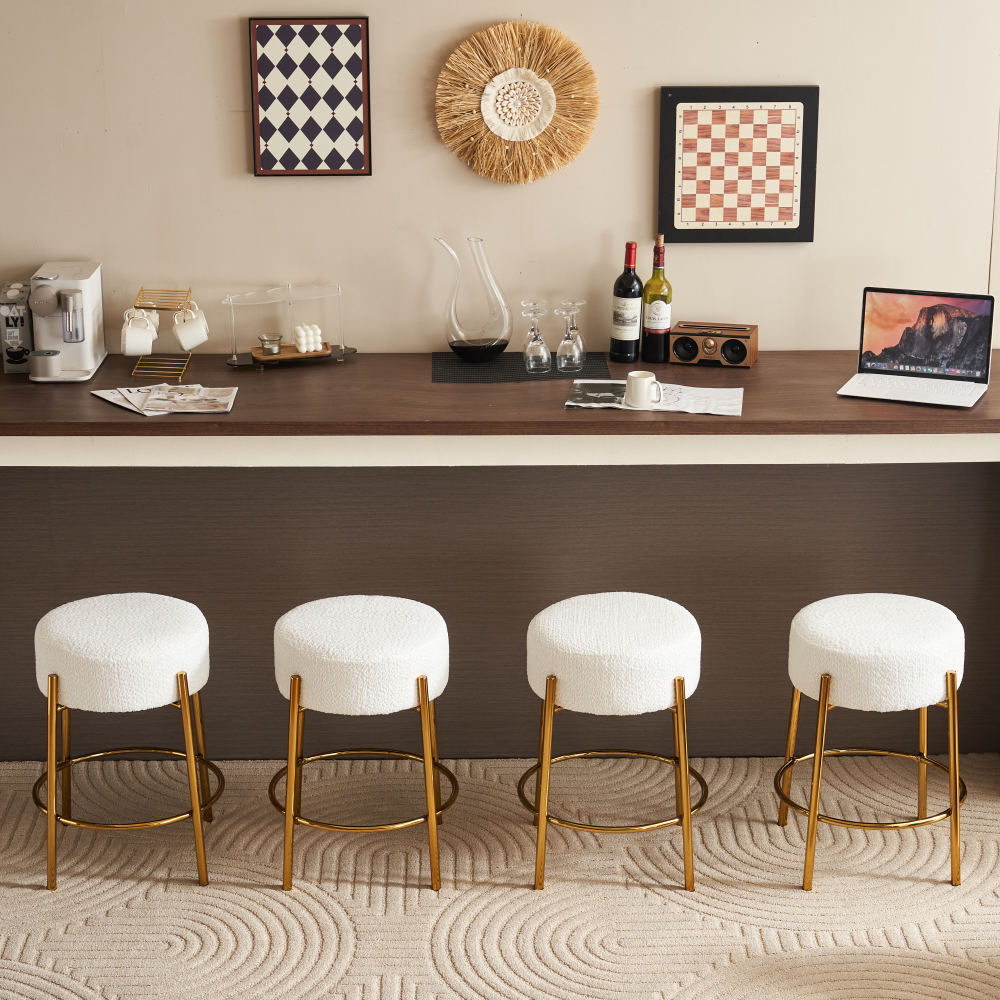 24" Tall Round Bar Stools Set of 2 - Mordern Upholstered Dining Stools for Kitchen, Coffee Shops & Bar Stores