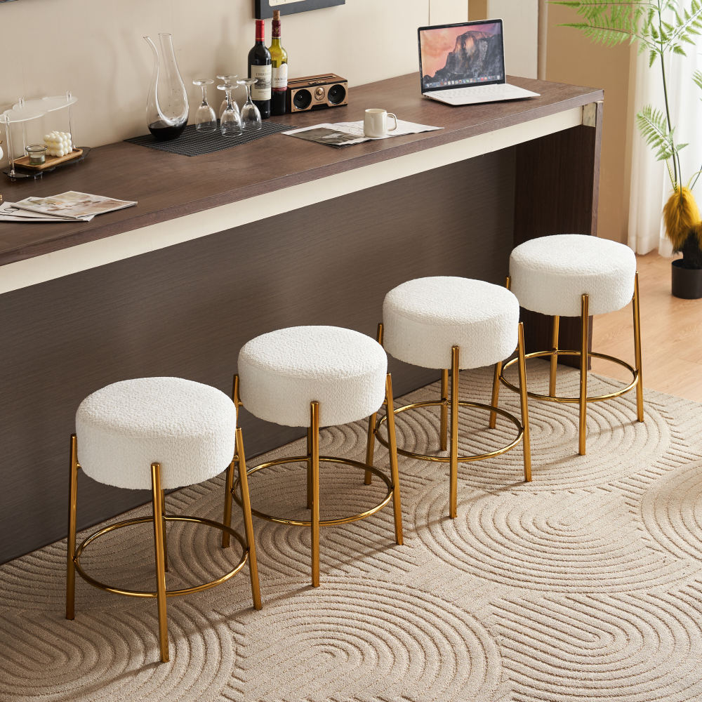 24" Tall Round Bar Stools Set of 2 - Mordern Upholstered Dining Stools for Kitchen, Coffee Shops & Bar Stores