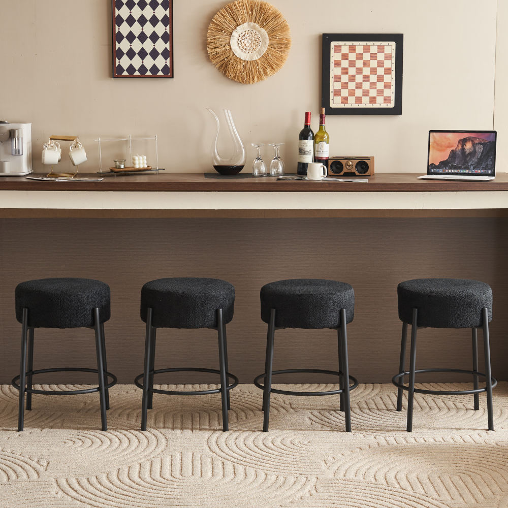 24" Tall Round Bar Stools Set of 2 - Mordern Upholstered Dining Stools for Kitchen, Coffee Shops & Bar Stores