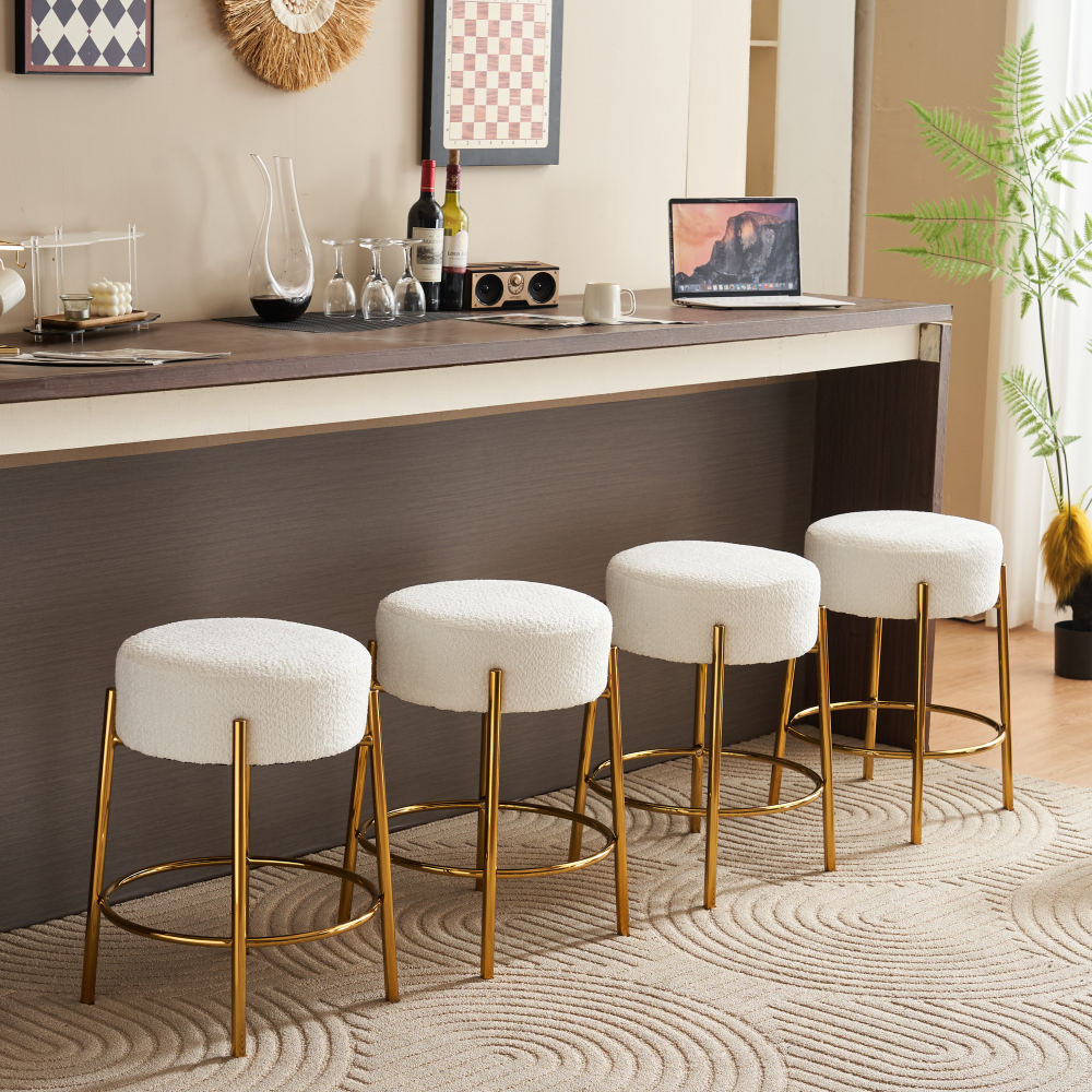 24" Tall Round Bar Stools Set of 2 - Mordern Upholstered Dining Stools for Kitchen, Coffee Shops & Bar Stores