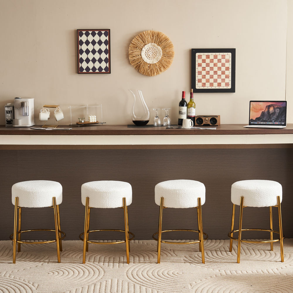 24" Tall Round Bar Stools Set of 2 - Mordern Upholstered Dining Stools for Kitchen, Coffee Shops & Bar Stores