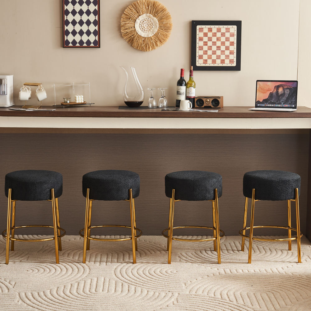 24" Tall Round Bar Stools Set of 2 - Mordern Upholstered Dining Stools for Kitchen, Coffee Shops & Bar Stores