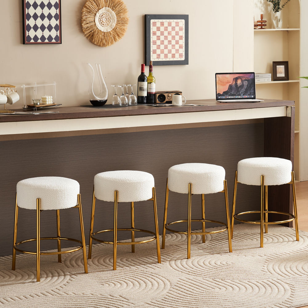 24" Tall Round Bar Stools Set of 2 - Mordern Upholstered Dining Stools for Kitchen, Coffee Shops & Bar Stores