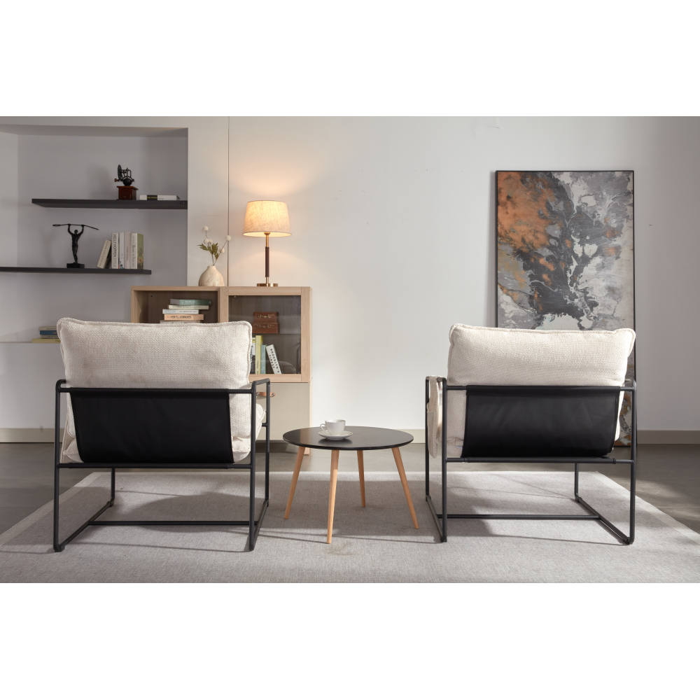 Accent Armchair - 2 Chairs in 1 Box - Upholstered Chair with Pocket Metal Frame - Skin-Friendly Foam Cushion for Living Room & Bedroom