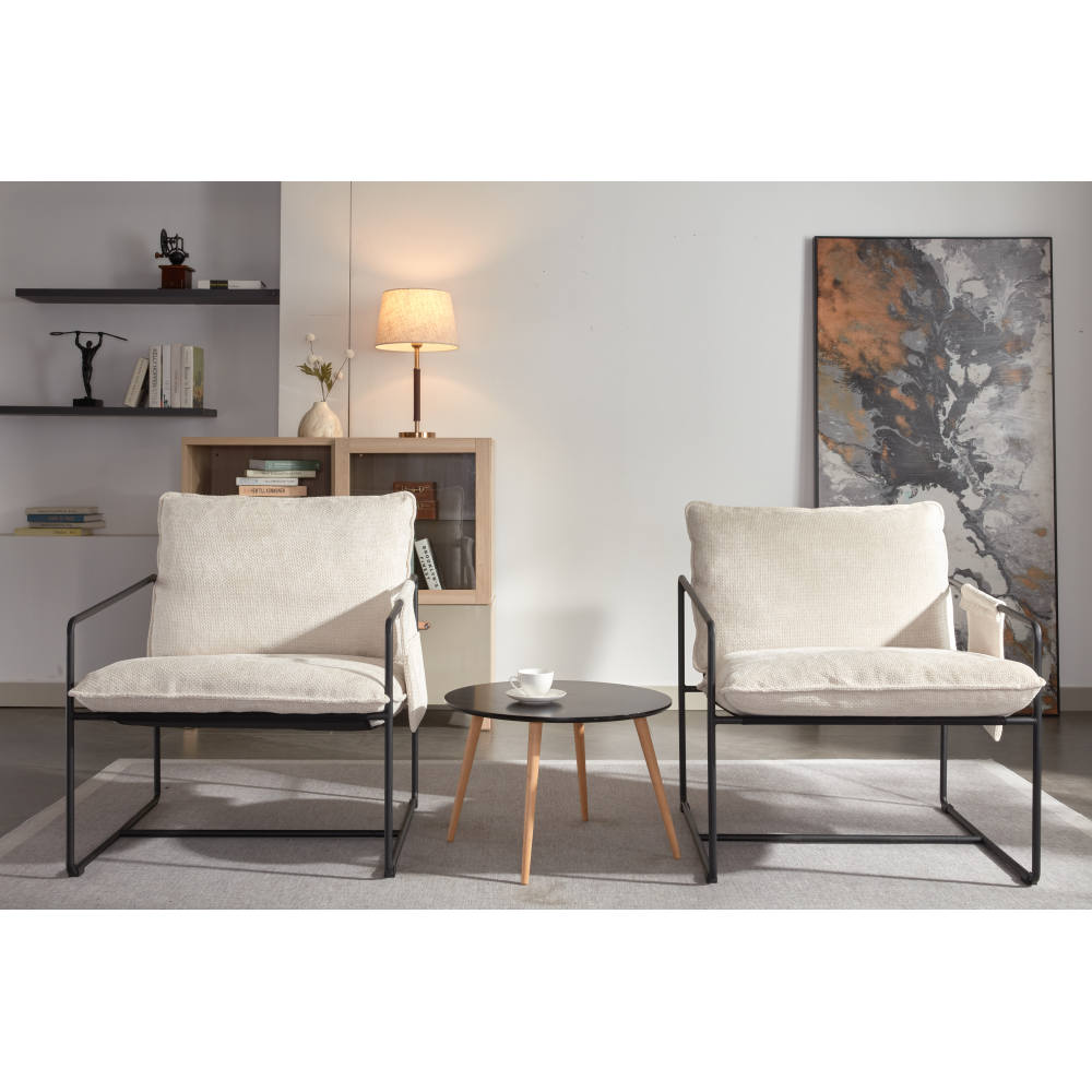 Accent Armchair - 2 Chairs in 1 Box - Upholstered Chair with Pocket Metal Frame - Skin-Friendly Foam Cushion for Living Room & Bedroom