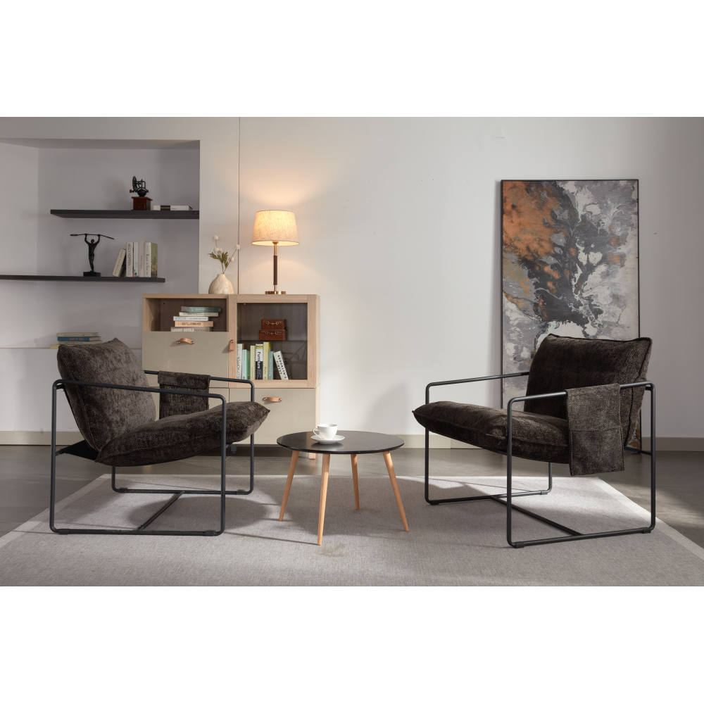 Accent Armchair - 2 Chairs in 1 Box - Upholstered Chair with Pocket Metal Frame - Skin-Friendly Foam Cushion for Living Room & Bedroom