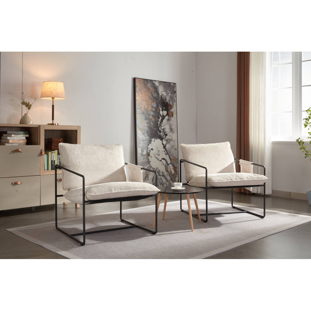 Accent Armchair - 2 Chairs in 1 Box - Upholstered Chair with Pocket Metal Frame - Skin-Friendly Foam Cushion for Living Room & Bedroom