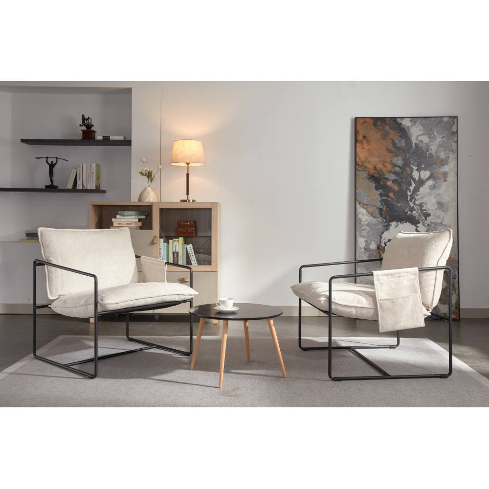 Accent Armchair - 2 Chairs in 1 Box - Upholstered Chair with Pocket Metal Frame - Skin-Friendly Foam Cushion for Living Room & Bedroom
