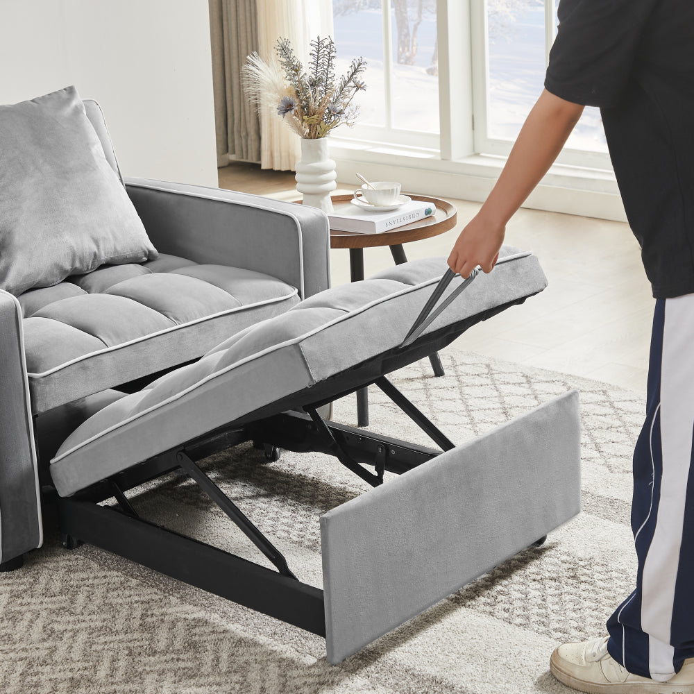 3-in-1 Sofa Bed Arm Chair - Folding Sofabed Adjustable Back - Recliner Single Bed for Living Room & Bedroom & Guest Room