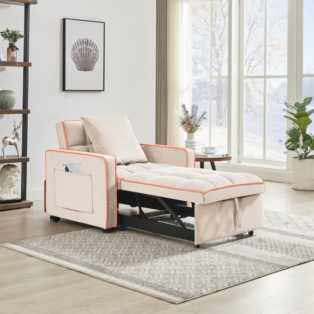 3-in-1 Sofa Bed Arm Chair - Folding Sofabed Adjustable Back - Recliner Single Bed for Living Room & Bedroom & Guest Room