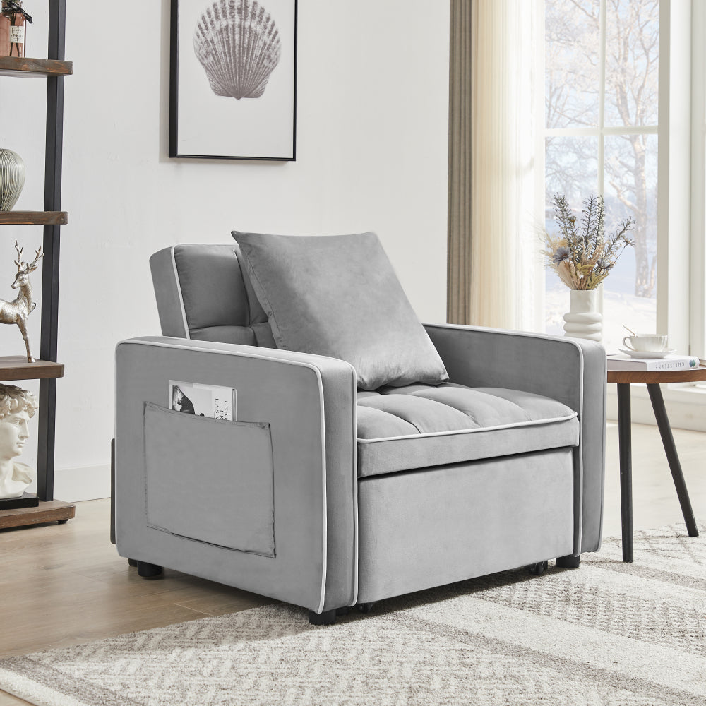 3-in-1 Sofa Bed Arm Chair - Folding Sofabed Adjustable Back - Recliner Single Bed for Living Room & Bedroom & Guest Room