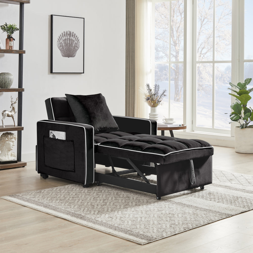 3-in-1 Sofa Bed Arm Chair - Folding Sofabed Adjustable Back - Recliner Single Bed for Living Room & Bedroom & Guest Room
