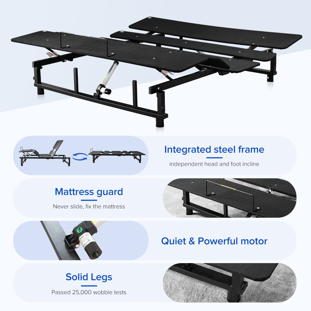 Zero Gravity Adjustable Bed Base Frame - Head & Foot Incline Quiet Motor