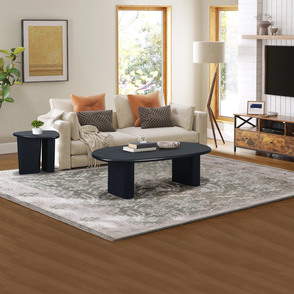 51'' Oval Shape Coffee Table - Modern Design Accent Table with Sturdy Base - Mid Century Tea Table - Easy Assemble
