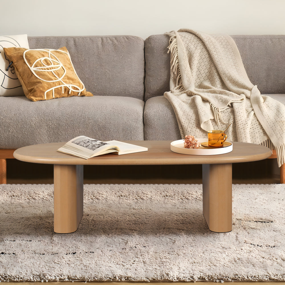 51'' Oval Shape Coffee Table - Modern Design Accent Table with Sturdy Base - Mid Century Tea Table - Easy Assemble