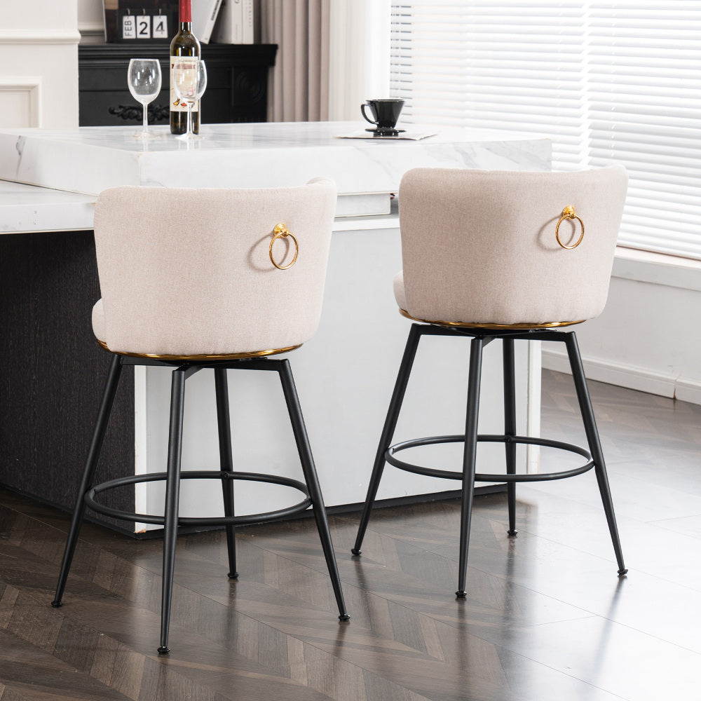 Swivel Bar Stools Set of 2 - High-Back Upholstered Accent Chair for Kitchen Island & Home Bar & Dining Room