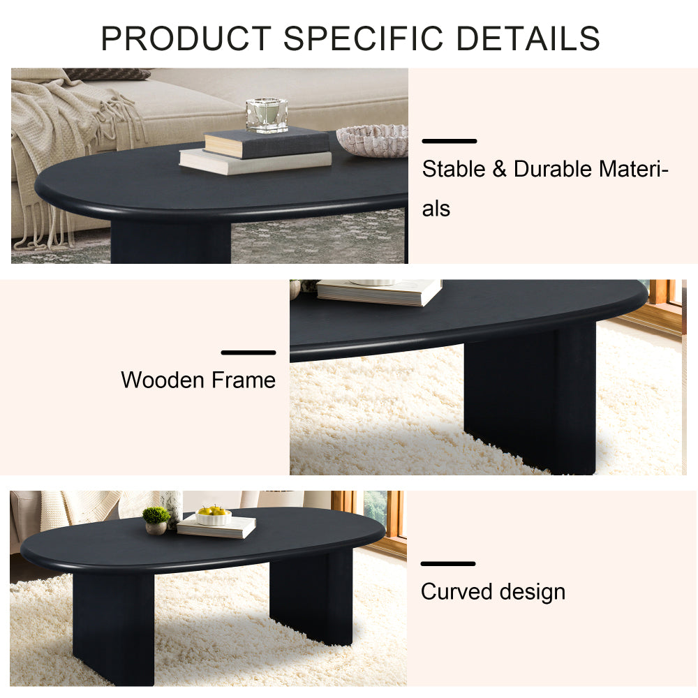 51'' Oval Shape Coffee Table - Modern Design Accent Table with Sturdy Base - Mid Century Tea Table - Easy Assemble