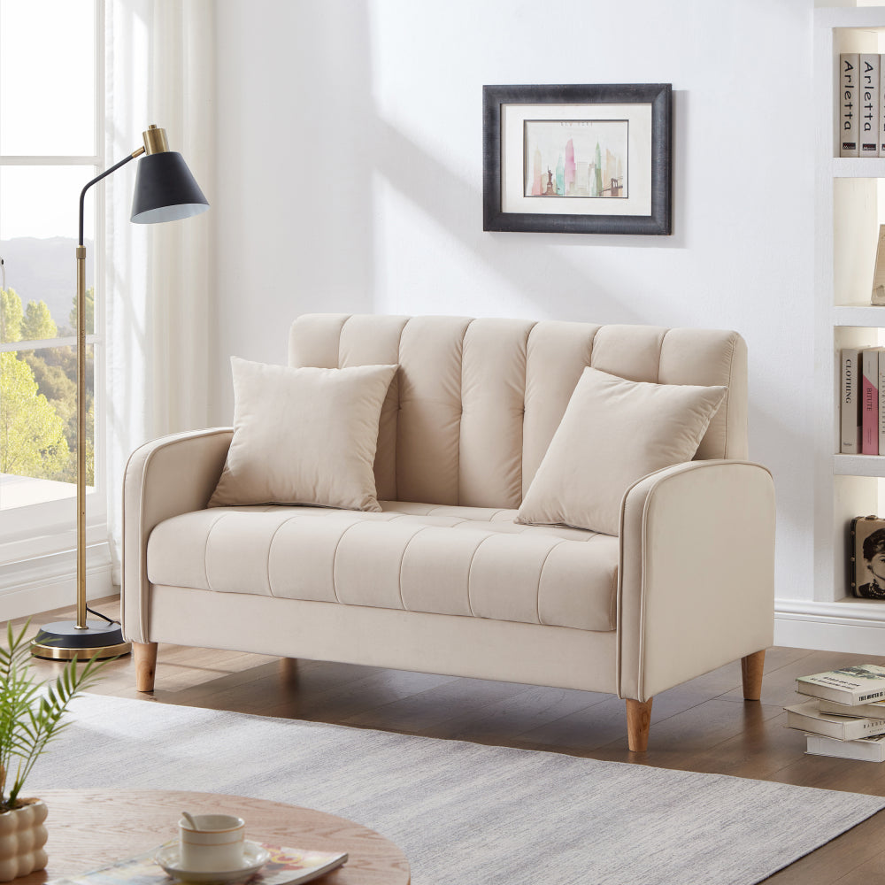 52" Loveseat Sofa - Modern Design Couch - Velvet Upholstered Tufted Couches for Small Space & Living Room