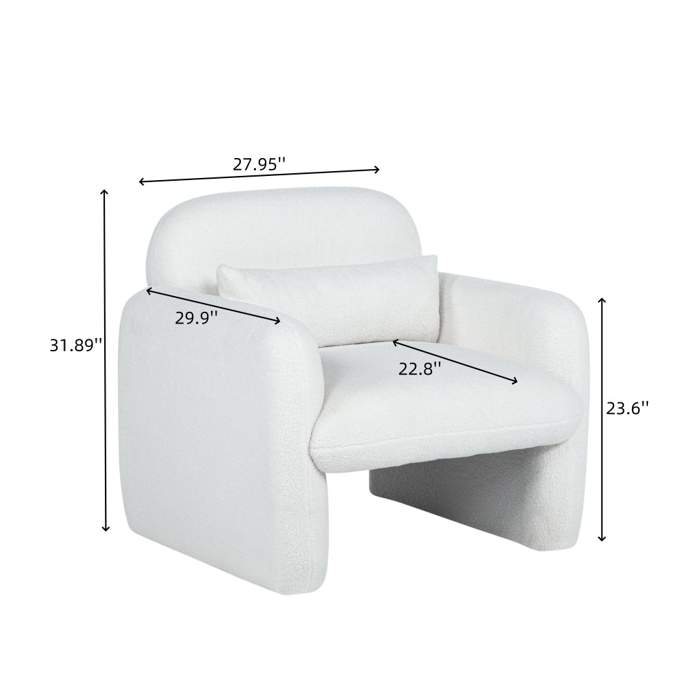 30" Teddy Fleece Single Sofa Arm Chair with Pillow - Stylish Accent Chair for Living Room & Bedroom & Gaming Room