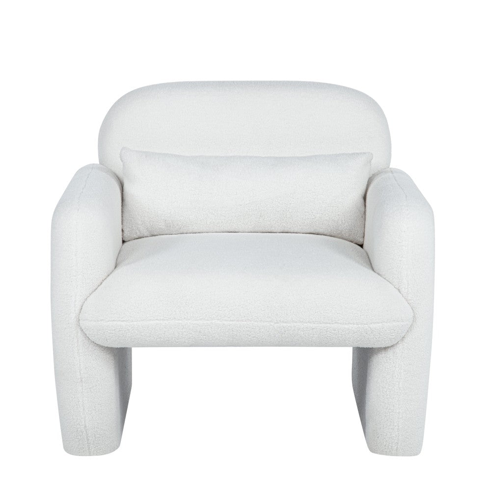 30" Teddy Fleece Single Sofa Arm Chair with Pillow - Stylish Accent Chair for Living Room & Bedroom & Gaming Room