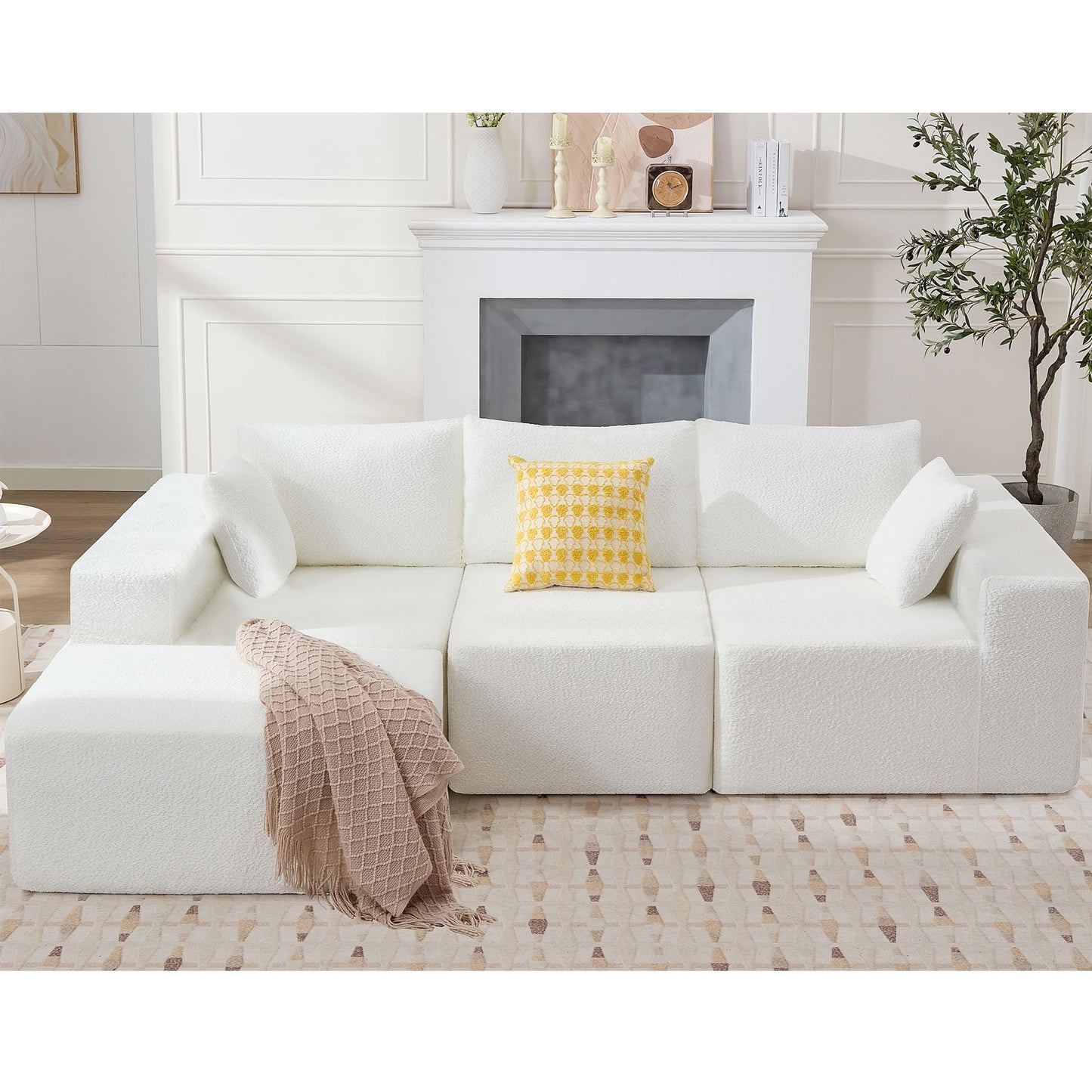 103" Modular Sectional Sofa - L Shaped Cloud Couch - Upholstered Couches for Living Room & Bedroom & Game Room
