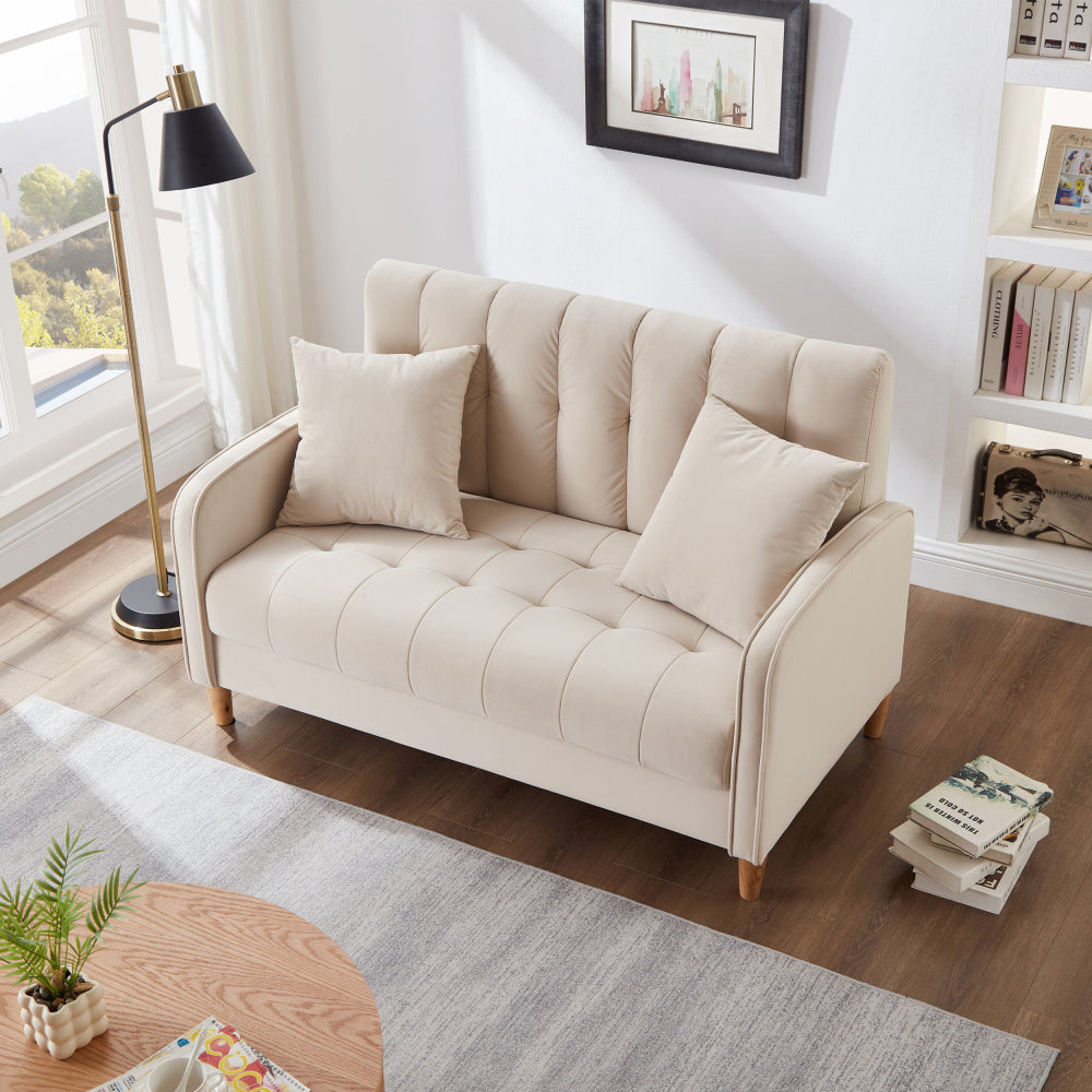 52" Loveseat Sofa - Modern Design Couch - Velvet Upholstered Tufted Couches for Small Space & Living Room