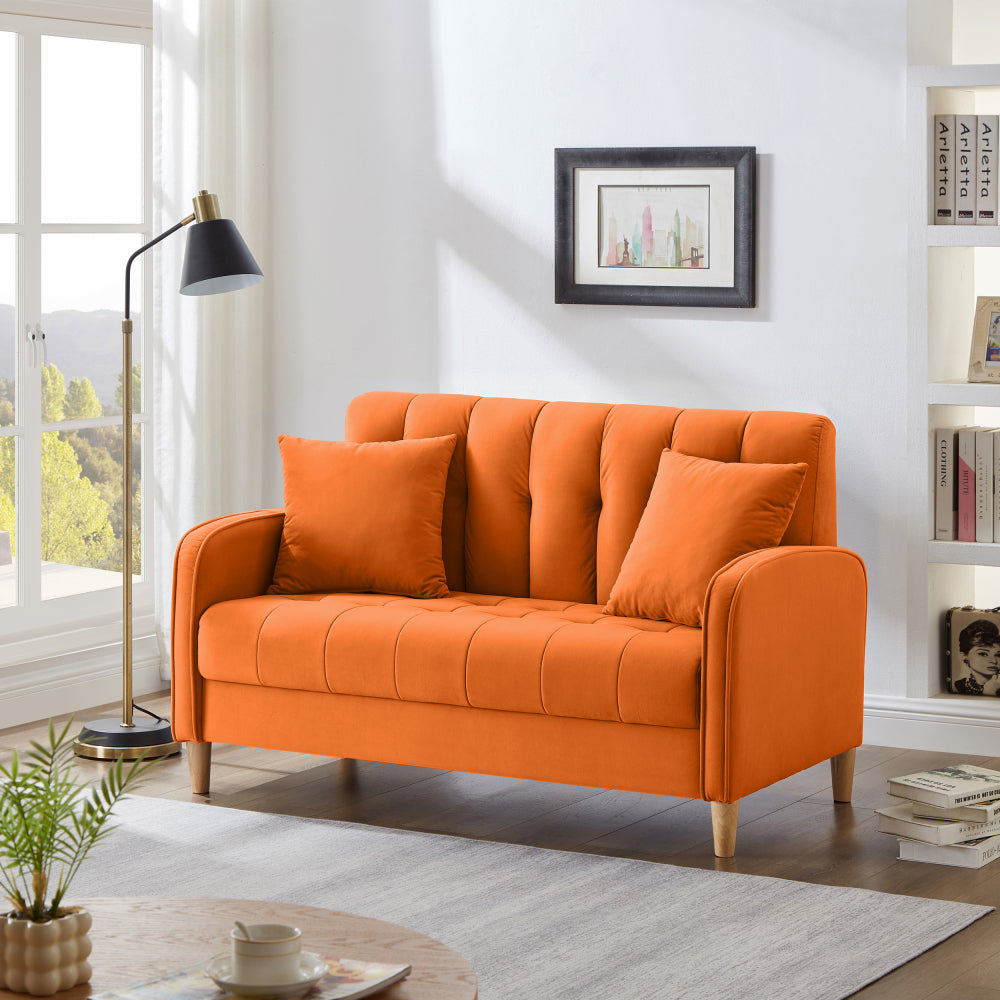 52" Loveseat Sofa - Modern Design Couch - Velvet Upholstered Tufted Couches for Small Space & Living Room