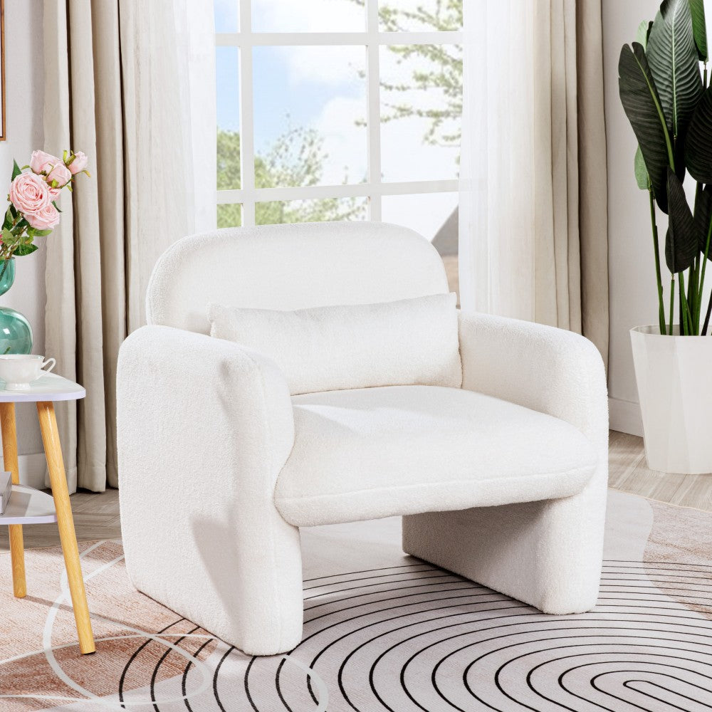 30" Teddy Fleece Single Sofa Arm Chair with Pillow - Stylish Accent Chair for Living Room & Bedroom & Gaming Room