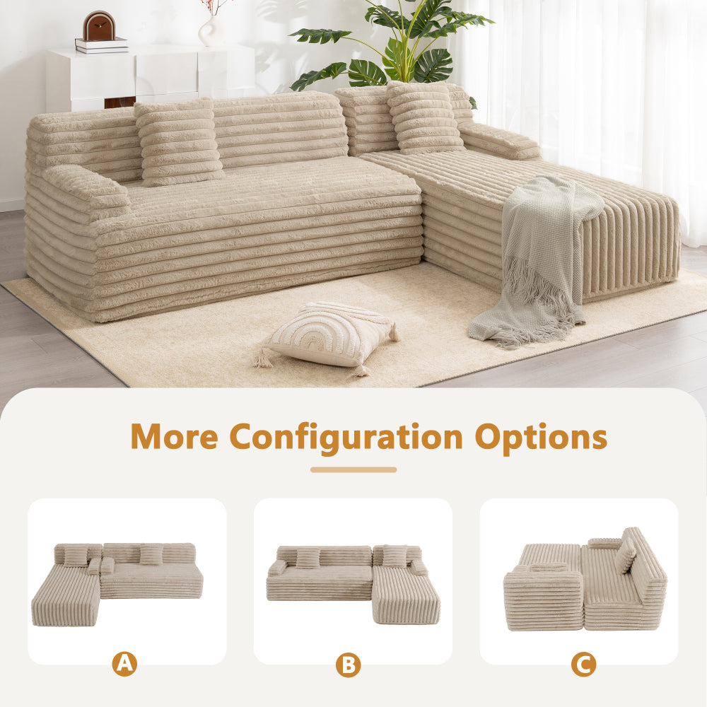 110" Modular Sectional Sofa - L Shaped Cloud Couch - Upholstered Free-combined Couches for Living Room & Bedroom