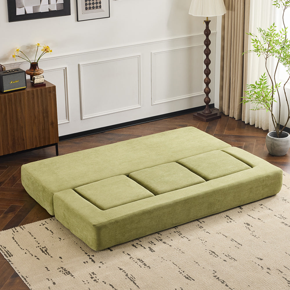 79" Modular Sectional Sofa - Boneless Convertible Ottomans Foam Sleeper Couch, Space-Saving Chenille Floor Couches for Studio Apartments & Home Offices