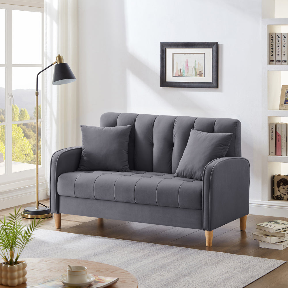 52" Loveseat Sofa - Modern Design Couch - Velvet Upholstered Tufted Couches for Small Space & Living Room
