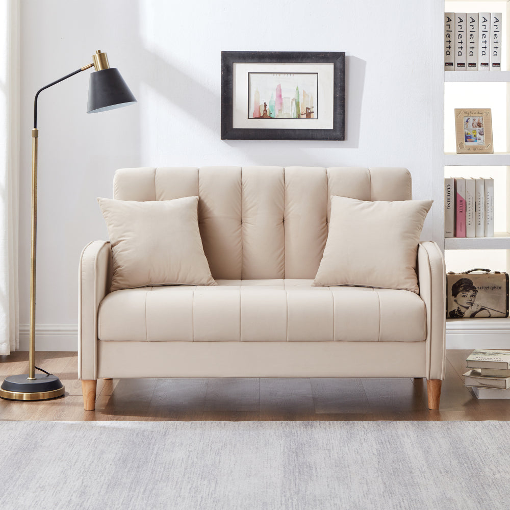 52" Loveseat Sofa - Modern Design Couch - Velvet Upholstered Tufted Couches for Small Space & Living Room