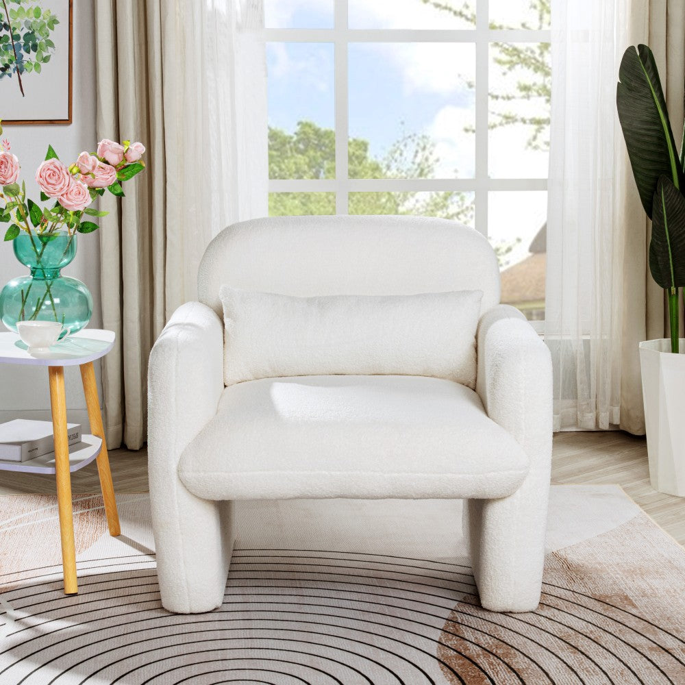 30" Teddy Fleece Single Sofa Arm Chair with Pillow - Stylish Accent Chair for Living Room & Bedroom & Gaming Room