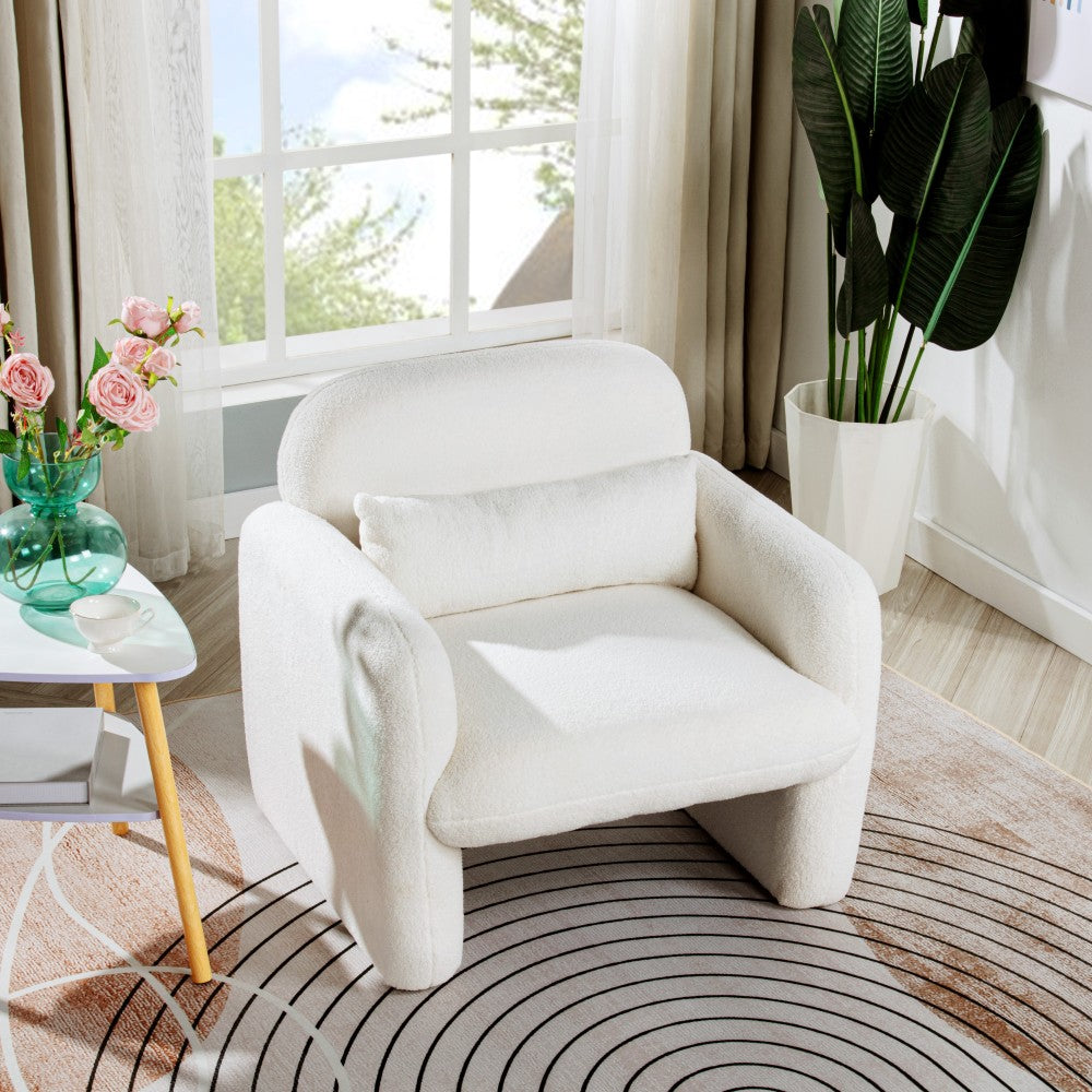 30" Teddy Fleece Single Sofa Arm Chair with Pillow - Stylish Accent Chair for Living Room & Bedroom & Gaming Room