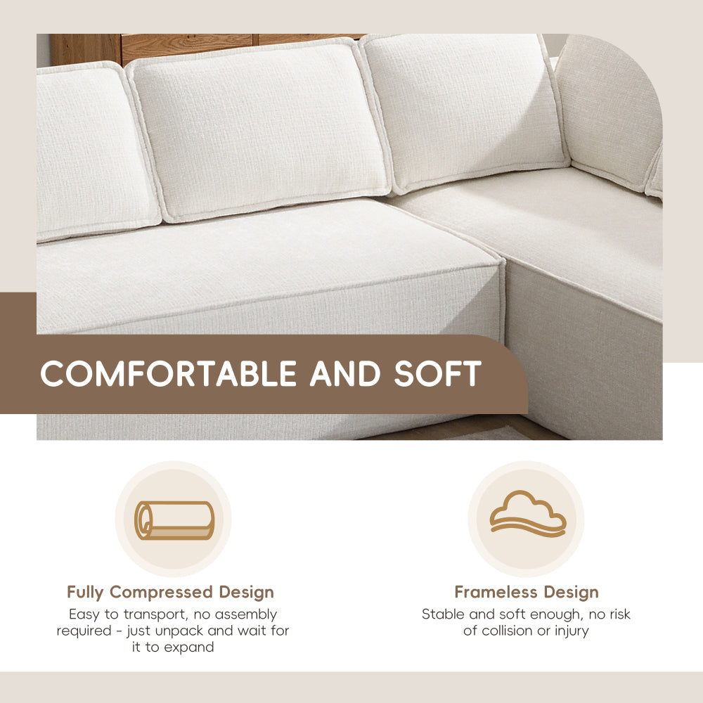 129.5" Modular Sectional Sofa - L-Shaped 6 Seat Wrinkle-Resistant Chenille Couch - 2PC Free Combination Cloud Couches for Living Room & Home Office