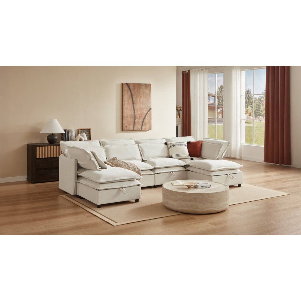 124" Modular Sectional Sofa - U Shaped Couch with Storage - Double Layer Cushion Couches for Living Room & Bedroom & Gaming Room