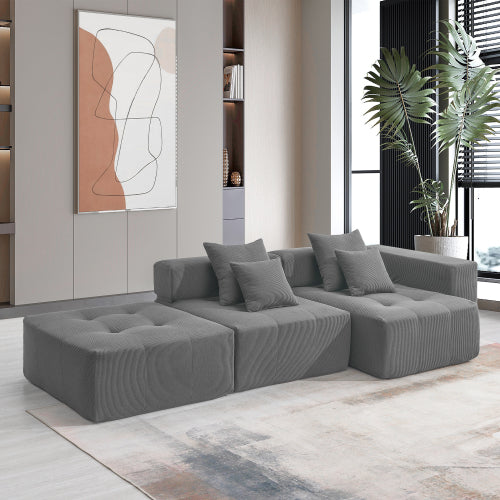 105.5" Modular Sectional Sofa - L Shaped Wrinkle-Resistant Couch - Wide & Deep Seat Couches for Living Room & Bedroom & Gaming Room