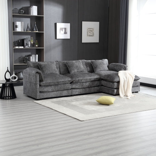 112“ Modular Sectional Sofa - L Shaped Boucle Fabric Couch - Movable Pedals Couches for Living Room & Bedroom & Gaming Room