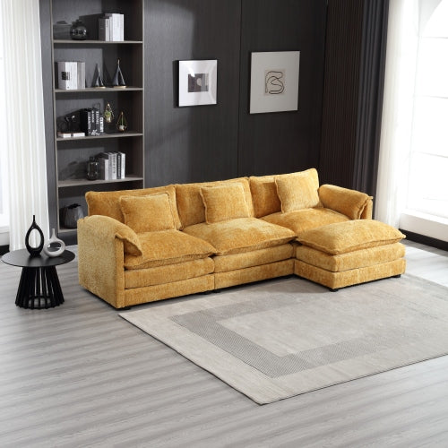 112“ Modular Sectional Sofa - L Shaped Boucle Fabric Couch - Movable Pedals Couches for Living Room & Bedroom & Gaming Room
